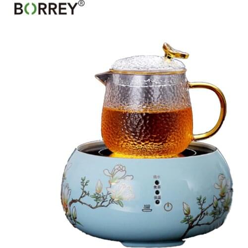 BORREY Hammer Pattern Teapot High Borosilicate Glass Teapot Filter Bubble Teapot Boil Tea Ware Stovetop Safe Kung Fu Tea Cup Set