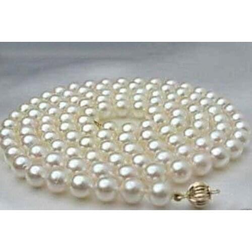 AAA+ 8-9mm South Sea White Pearl Shell Necklace For Women Rope Chain Beads Fashion Jewelry Natural Stone 35inch