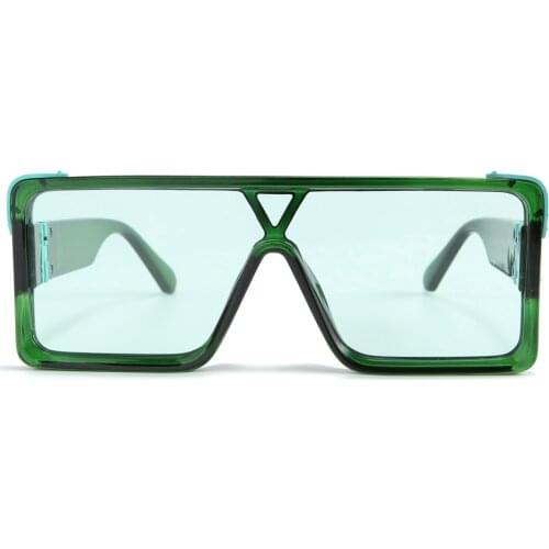 One Piece Square Sunglasses For Men Oversized 2021 White Women Sun Glasses Retro Male Green Blue Uv400 Hot Selling