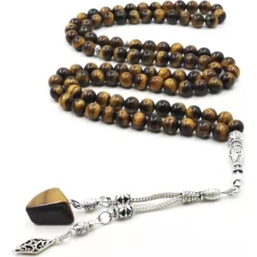 Tasbih 2021 Style Muslim mens Bracelets special gift Muslim prayer beads 99 Natural tiger eyes Stone