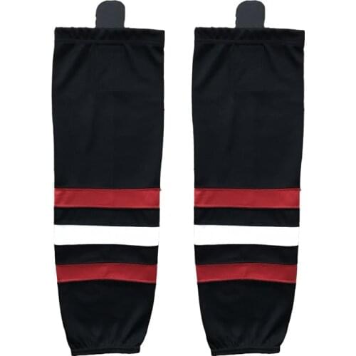 COLDINDOOR 100% Polyester all hockey teams name black Ice Hockey Socks Cheap Shin Guards XW019