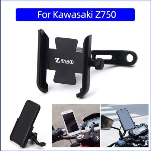 For Kawasaki Z750 Z 750 Motorcycle CNC Aluminum Mobile Phone Holder GPS Navigator Rearview Mirror Handlebar Bracket Accessories