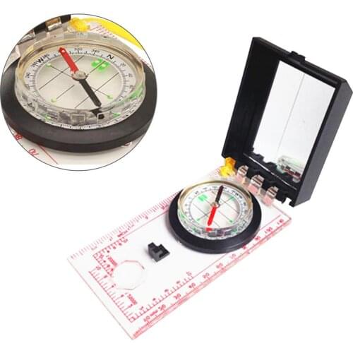 Camping Orienteering Compass Navigation Map Reading Compass Portable Magnifying with lanyard mirror