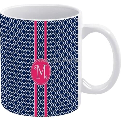 Curlz M Coffee Mugs Ceramic Personalized Mugs 11 Oz White Mug Tea Milk Cup Drinkware Travel Mug Letters Cool Fonts Names Initial