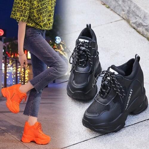 New Autumn Breathable Women Casual Shoes Fashion High Heels Women Wedges Heels Sneakers 11 CM Thick Sole Trainers Platform Shoes