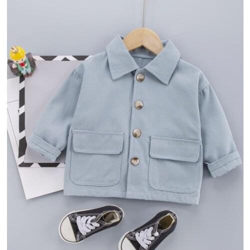 2021 New Spring Autumn Fashion Baby Clothes Boys Girls Cotton Solid Work Coat Causal Jacket Infant Kids Top Outwear 0-5 Years