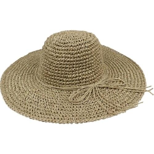 LNPBD 2017 hotsale Crochet Hat female large brimmed hat along the seaside summer beach hat bow visor sun hat for women and girl