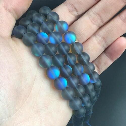 Frosted Matte Austria Crystal Beads Gray Glitter Moonstone Round Beads For Jewelry Making DIY Chrams Necklace Bracelets 6/8/10mm