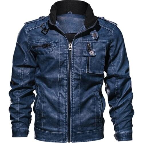 Fashion Men Casual Leather Jacket Autumn Winter Solid Color PU Coat Mens Stand Collar Windbreaker Male Motorcycle Outerwear 7XL