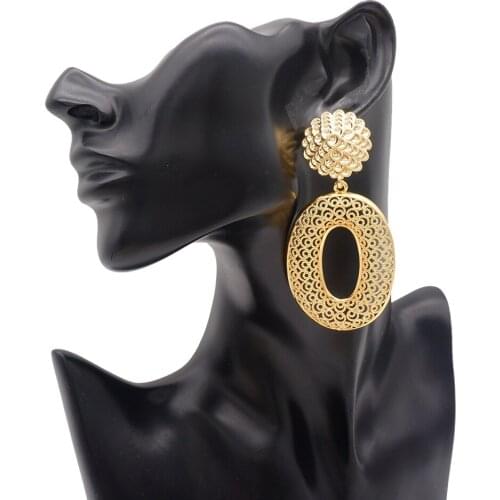 Fashion Oval Earrings For Women Big Geometric Statement Gold Metal Drop Earrings 2021 Trendy Earings Jewelry Accessories