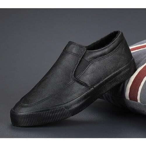 Leather Men Casual Shoes Light Luxury Brand 2020 New Mens Loafers Classic Fashion Man Winter Warm Shoes