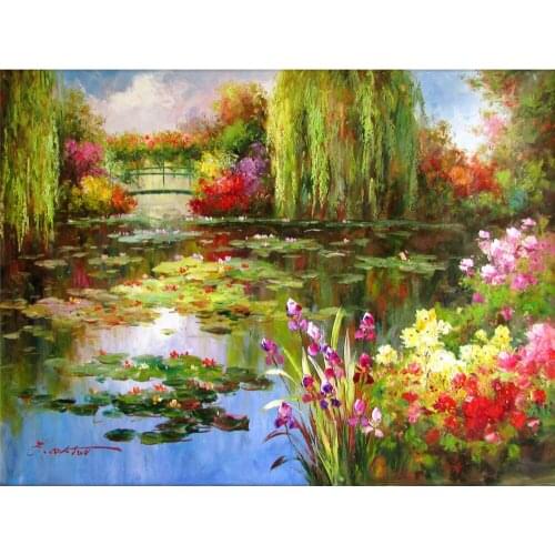 Landscape Flower DIY Cross Stitch Embroidery 11CT Kits Craft Needlework Set Cotton Thread Printed Canvas Home Sell