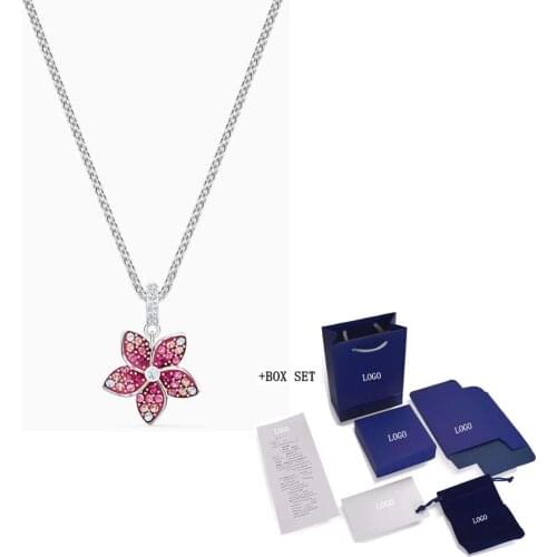 2020 Fashion Jewelry SWA New TROPICAL FLOWER Pendant Coral Flower Shape Diamond Diamond White Gold Chain Women Luxury Jewelry