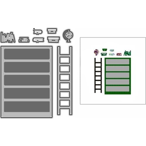 New DIY Bookshelf Globe Book Ladder Craft Embossing 2021 Metal Cutting Dies for Card Making and Scrapbooking Decor No Stamps Set