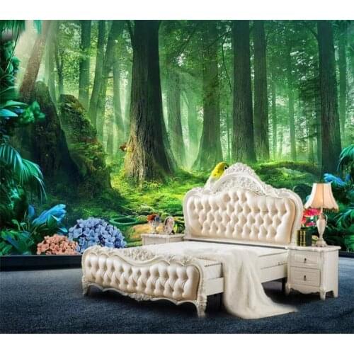 Beibehang Custom wallpaper 3d photo murals fresh forest green nature large creative background wall painting 3d papel de parede