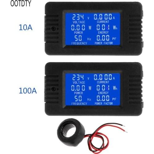 OOTDTY 6in1 Digital AC 80~260V Power Energy Monitor Voltage Current KWh Watt Meter 100A