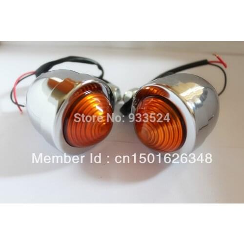 Pair Universal Motorcycle Chrome Amber Turn Signal Bullet For Harley Bobber Chopper Cruiser Custom LIGHTs Honda Ducati KTN