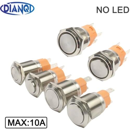 16mm 19mm 22mm High Head Flat Head Push Button Switch 10A High Current Waterproof Momentary Latching Push Button Switch 1NO/2NC