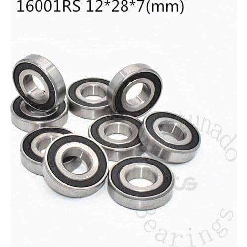 16001RS 12*28*7mm 1Piece free shippping bearing 16001RS chrome steel deep groove bearing