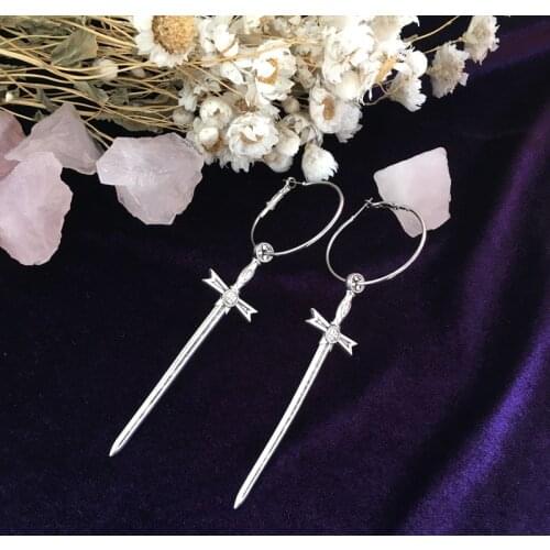 Popular Hoop Sword Earrings,Goth Jewelry,dagger, Punk,gothic,cool