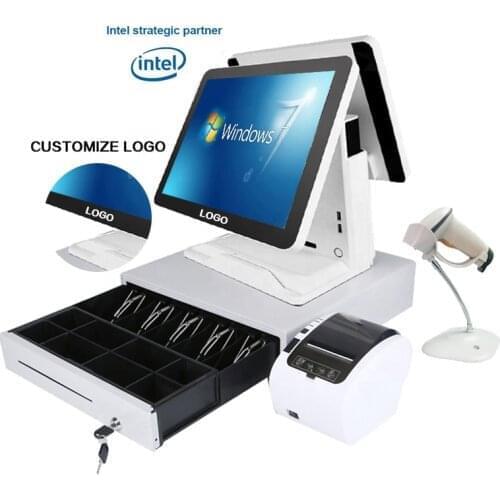ComPOSxb Hot Selling 15+15'' capacitive touch screen Cash Register dual screen pos system with software Point of Sales for sale