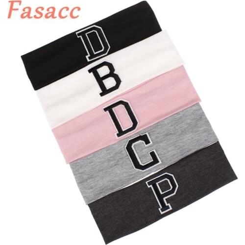 FASACC Baby Boys Girls Intital Letter Headbands Child Kids Soft Solid Cotton Elastic Headwear Hair Band Hair Accessories A220