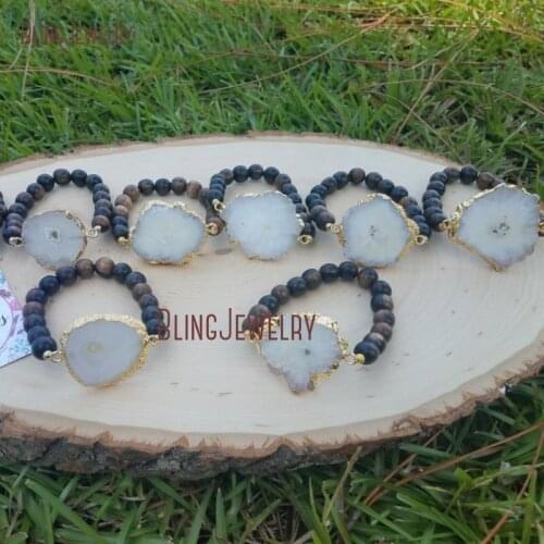 Solar Quartzs Stretch Bracelet Tiger Ebony Bracelet Boho Chic BM33675
