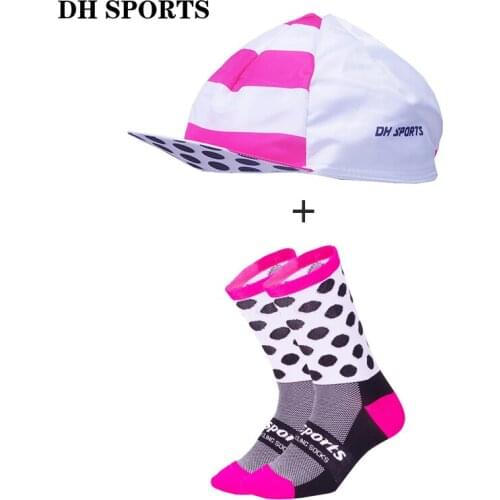 DH SPORTS New Professional Cycling Socks with Cap Men Women Quality Bicycle Hat Racing Bike Sock Cap Compression Running Socks