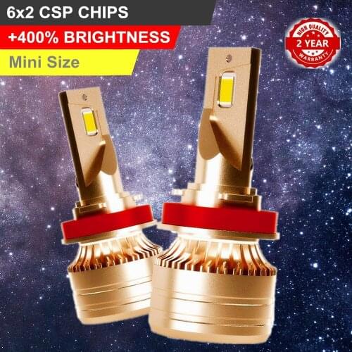 Goeser 2x H11 Led Headlight Bulb For Car Canbus CSP H7 LED H1 9005 HB3 9006 HB4 9012 H4 Mini Size 6000K White Fog light 12000LM