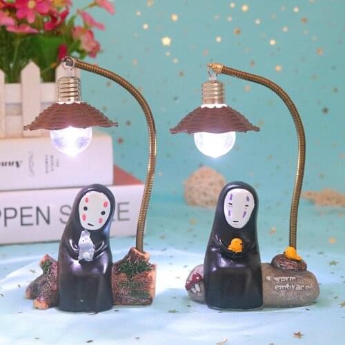 Faceless Man Resin LED Night Lights Miyazaki Hayao Spirited Away No Face Man Night Lamp Kids Reading Light Bedroom Bedside Decor