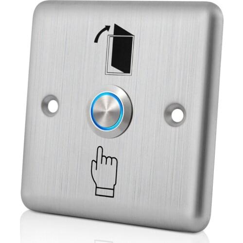 LED Backlight Stainless Steel Exit Button Push Switch Door Sensor Opener Release for Access Control-Silver