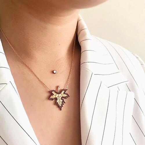 Sycamore Leaves 925 Sterling Silver Necklace Women Girls Gift Jewelry Accessories Fashion Handmade Elegant Chain