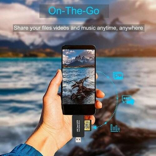 Universal 3 in 1 USB2.0 Type C micro USB OTG Card Reader Extension Headers High-speed Card For Android Laptop Computer TF/S Z9W5