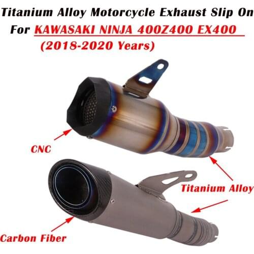 Titanium Alloy Slip On For Kawasaki Ninja 400 EX400 Z400 2018 - 2020 Motorcycle Exhaust Escape Modiifed Middle Link Pipe Muffler