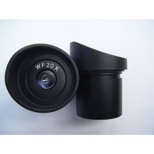 WF20X 10mm Wide Angle Stereo Microscope Optical Eyepiece Lens 30mm with Rubber Eye Guards Cylinder Eye Shield Cups