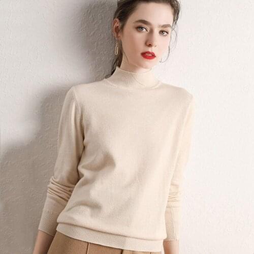Winter Turtleneck Sweater Women Short Pullover Cashmere Sweater Ladies Pure Cashmere Slim Warm Bottoming Sweater Female Tops Q49