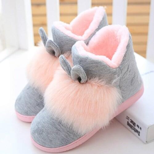 BJYL Winter Warm Rabbit Shoes Home Warm Floor Boots Fur Non-slip Boots Women Ladies Soft Cotton Shoes Womens Boot Ankle