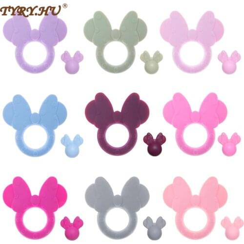 TYRY.HU 1/5pcs Silicone Mouse Head Beads Pacifier Chain Newborn Silicone Mouse Teether Food Grade BPA Free Accessories Baby Toys