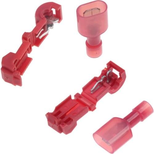 100Pcs/Set T-Tap/MaleRed Quick Splice Wire Terminals Insulated Electrical wire Connectors 22-18 AWG