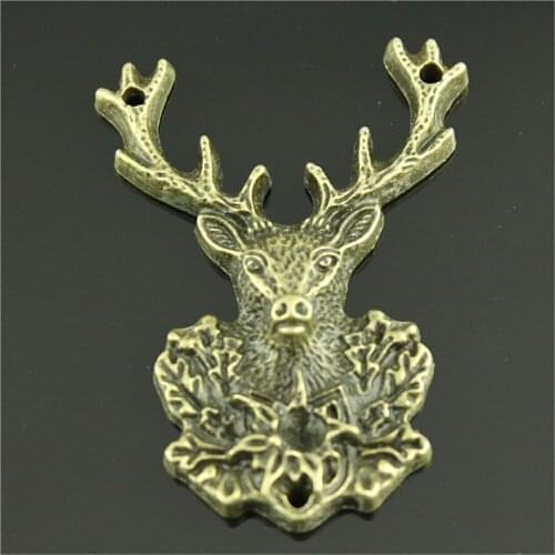 2pcs Charms Deer Antlers 51x38mm Antique Bronze Pendant Deer Antlers Charms For Jewelry Making Jewelry Findings
