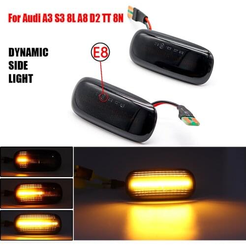 2Pc Dynamic LED Side Marker Signal Light Indicator Lamp Car For Audi A3 S3 8L A4 B5 A8 A6 4B C5 D2 TT 8N 1998-2006
