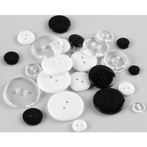50Pcs Shirt Buttons Two Holes Buttons Sewing Buttons Decorative for Crafts DIY Scrapbooking Kids Doll Garment Accessories White