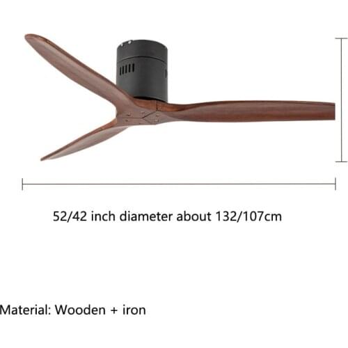 52inch DC Ceiling Fan Industrial Vintage Wooden Blade with no light Remete Control Decorative Fans Ventilate