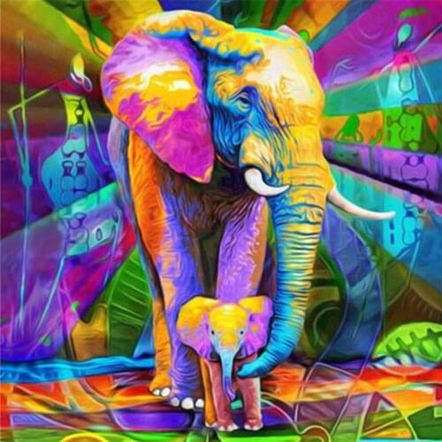 5D DIY Diamond Painting Kits Elephant Full Round With AB Drill Cross Stitch Embroidery Animal Rhinestones Art Home Decor Gift