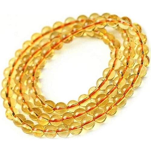 Natural Citrine Quartz Crystal Bracelet For Women Men Yellow Healing Luck Round Beads Stone Stretch Strand Jewelry AAAAA 5mm 6mm