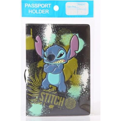 Disney boy girl carton New Stitch Cartoon PU Passport Case wallet Student ID card Holder coin bag