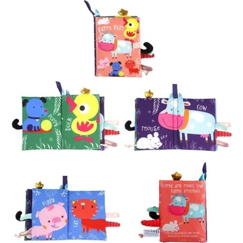 Kids 3D Animal Tails Cloth Book Baby Puzzle Montessori Educational Learning Toy