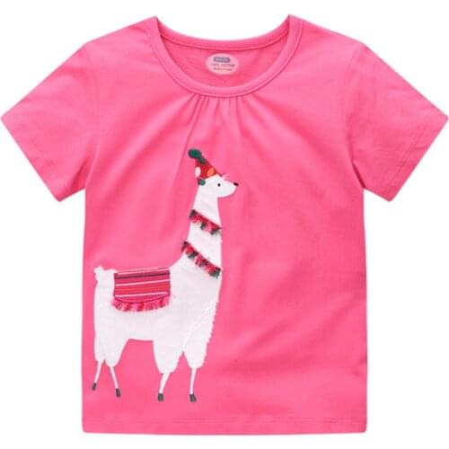 Jumping meters Toddler Girls Tees 100% Cotton Clothes for 2-7T Children Summer Cartoon Tops Toddler Girls School Cute Tops