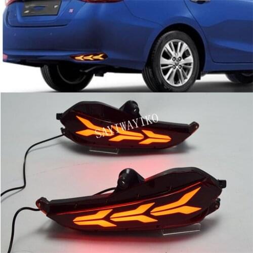 For Toyota Yaris 2017 2018 LED Car Rear Bumper Reflector Taillight Brake Light Bar Driving rear Fog lamp