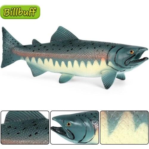 16cm Simulation Ocean Animals PVC Solid Salmon Model Action Figures Collection Miniature Cognition Educational Toys for Children